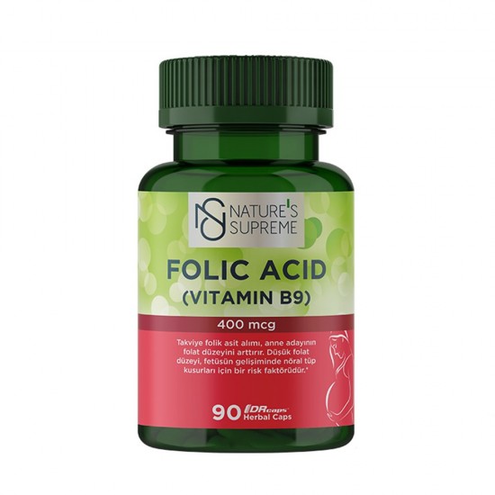 Nature's Supreme Folic Acid (Vitamin B9) 400 mcg 90 Capsules