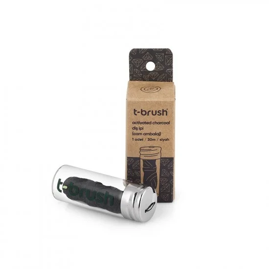 T-Brush Activated Charcoal Glass Bottle Dental Floss T-Brush Activated Charcoal Glass Bottle Dental Floss