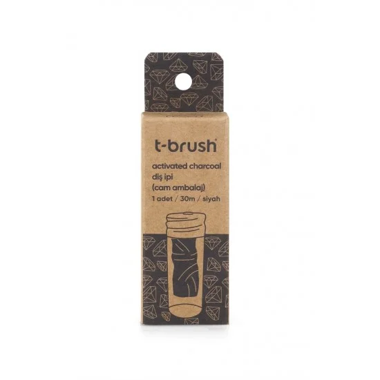 T-Brush Activated Charcoal Glass Bottle Dental Floss T-Brush Activated Charcoal Glass Bottle Dental Floss