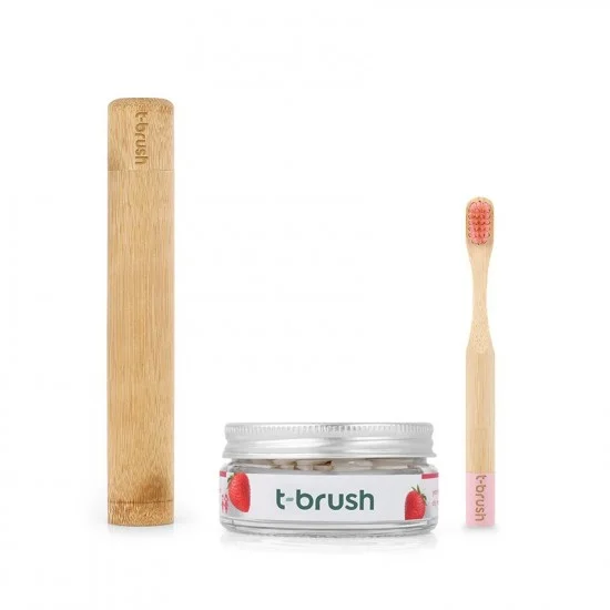 T-Brush Natural Dental Care Set for Kids Pink - Large T-Brush Natural Dental Care Set for Kids Pink - Large