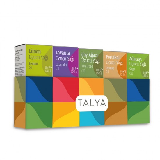 Talya Bitkisel Essential Oils Aromatherapy Set (Lemon - Lavender - Tea Tree - Orange - Rosemary)