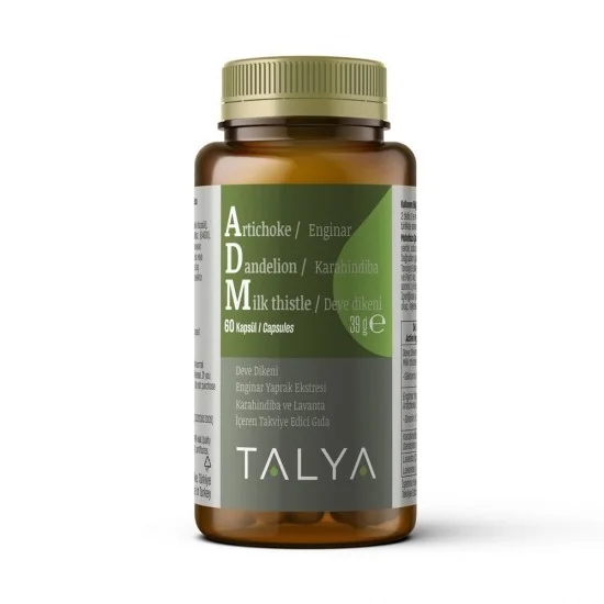 Talya Bitkisel Dietary supplement containing Artichoke, Dandelion, Milk thistle and Lavender Extract 60 Capsules Talya Bitkisel Dietary supplement containing Artichoke, Dandelion, Milk thistle and Lavender Extract 60 Capsules