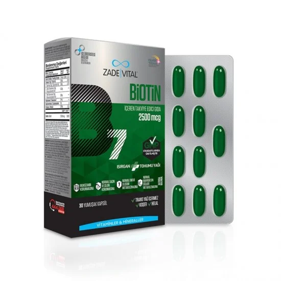 Zade Vital Biotin 2500 mcg 30 Capsules