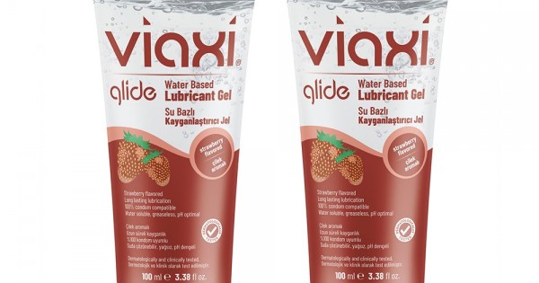 Viaxi Glide Strawberry Flavored Lubricant Gel 100 ml (2 Pack) - turkorganics
